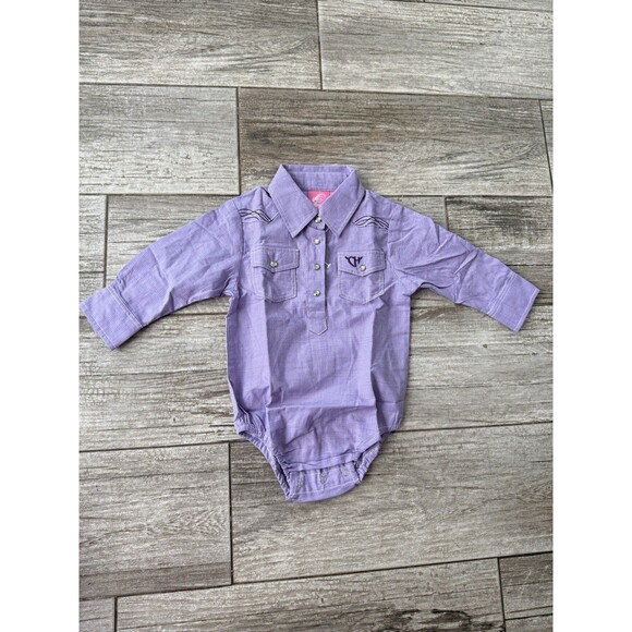 Rare Infant size Cowgirl Hardware Purple Horse PRINT WESTERN ROMPER 12 Months - Picture 1 of 6